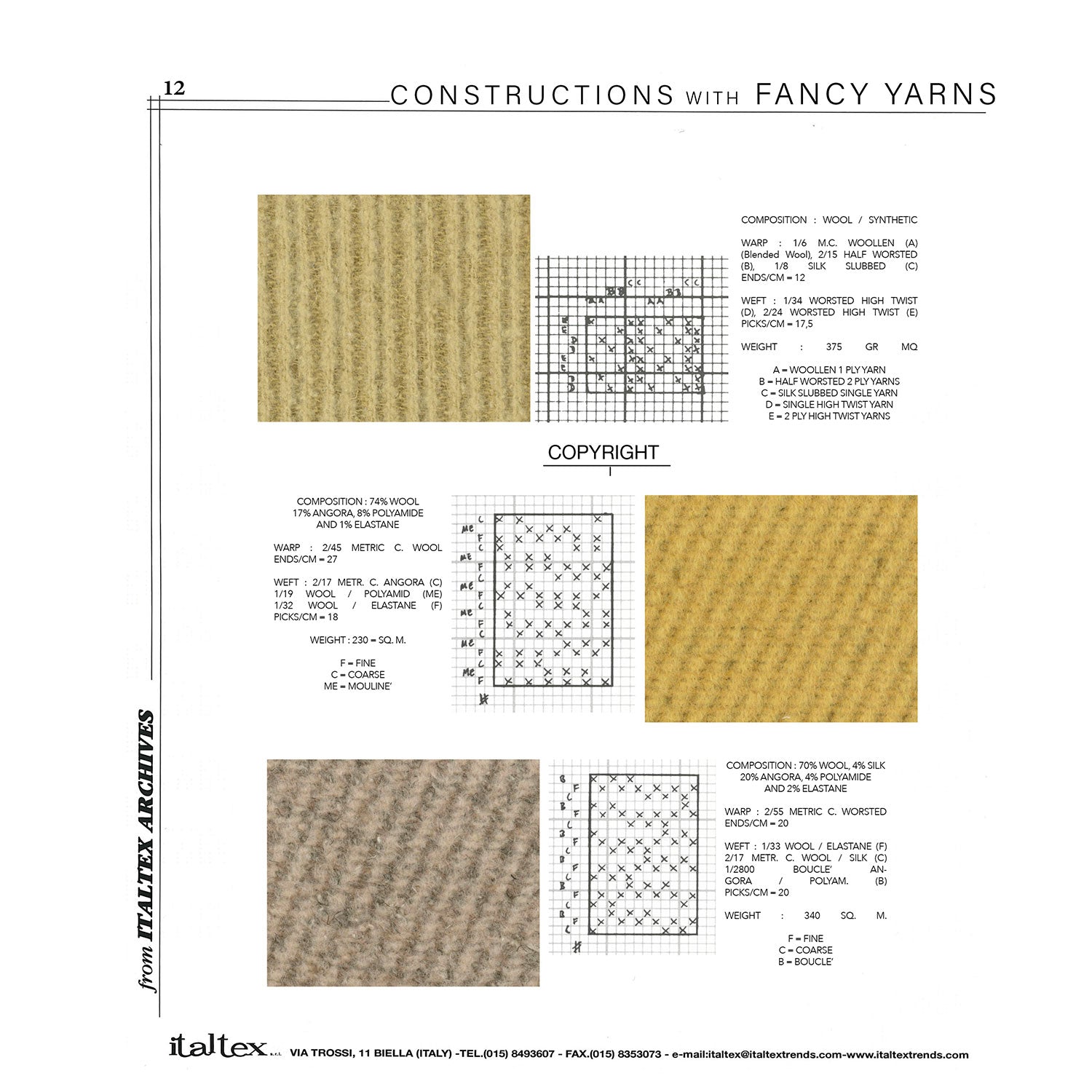 Constructions with fancy yarns