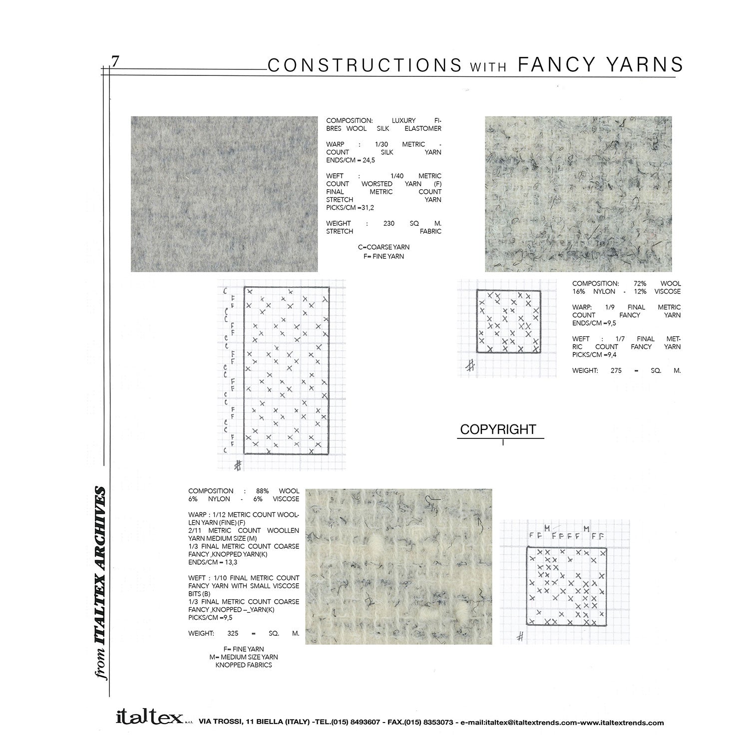 Constructions with fancy yarns