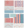 Four fabrics for shirts in striped patterns with dobby decorations, all in light blue